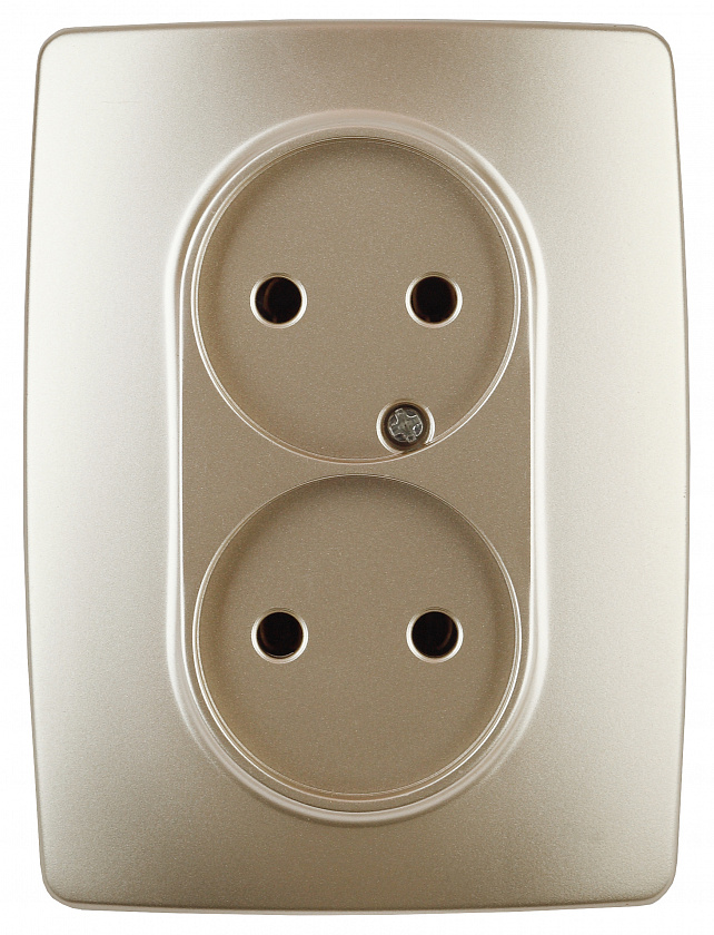 ЭРА Розетка 2X2P, 16A-250В, IP20, Эра12, шампань