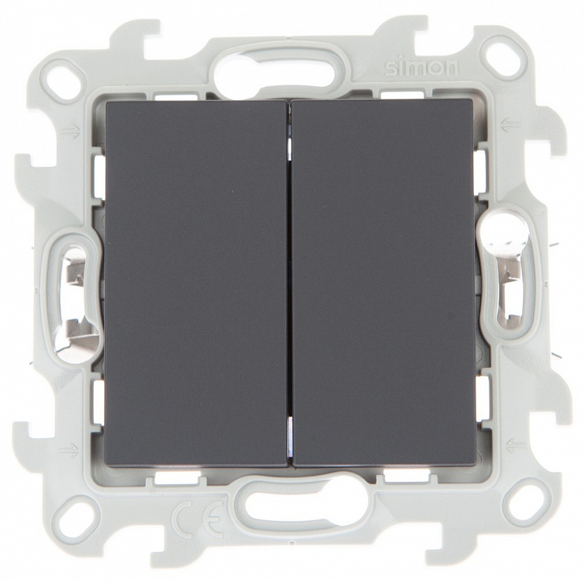 Simon 24 графит Выключатель 2-кл. Push&Go (2420398-038)