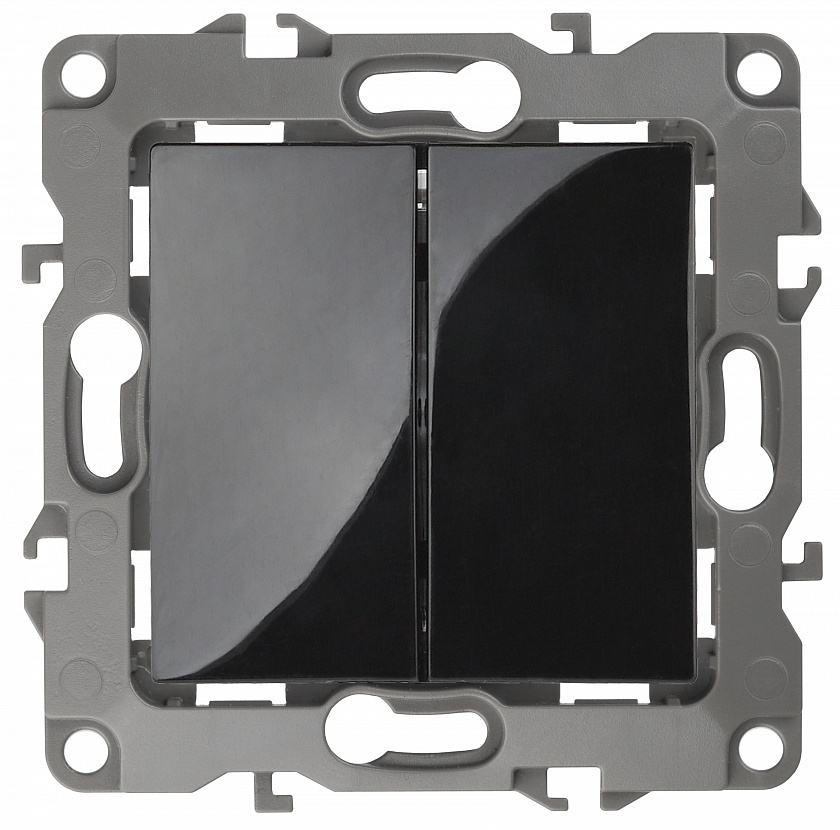 ЭРА Выключатель двойной, 10АХ-250В, IP20, Эра12, чёрный