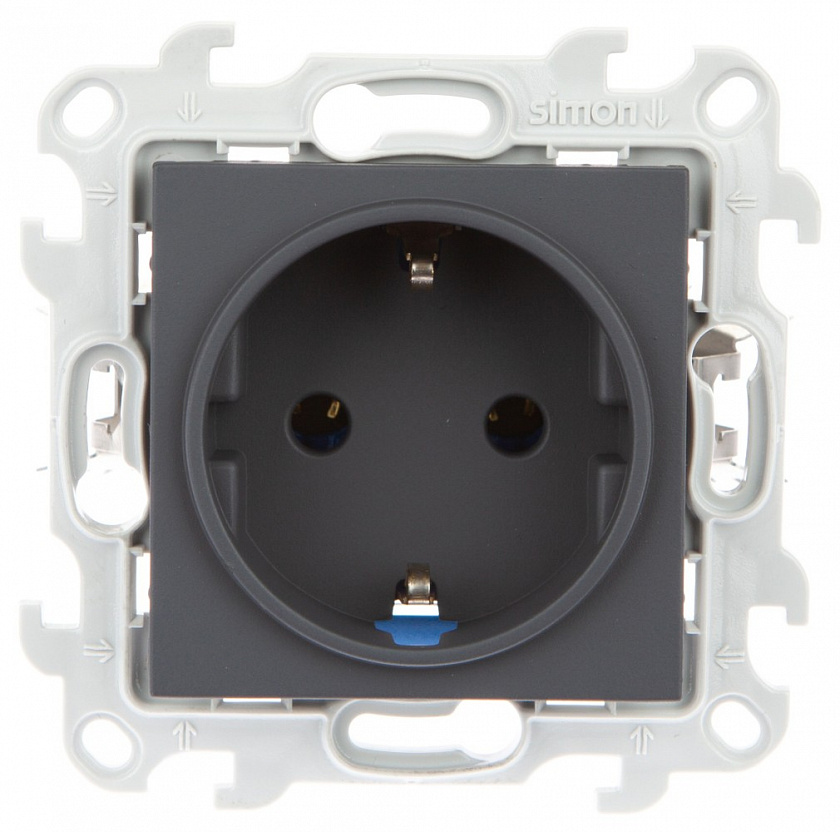 Simon 24 графит Розетка 2К+З без защ.штор Push&Go (2420434-038)