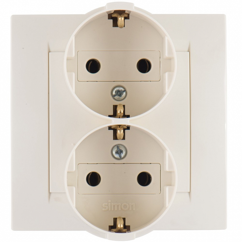 Simon 15 слоновая кость Розетка 2я з/к SCHUKO (1590459-031) 8шт.