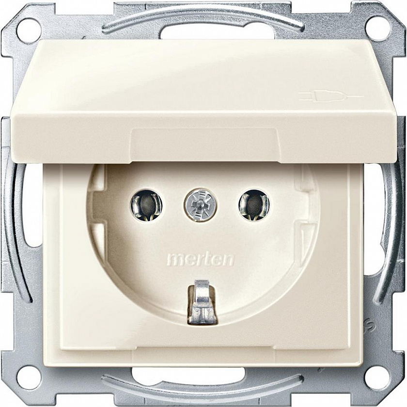 MTN Мех Розетка с крышкой з/к, б/ш IP 44 MTN2311-0344